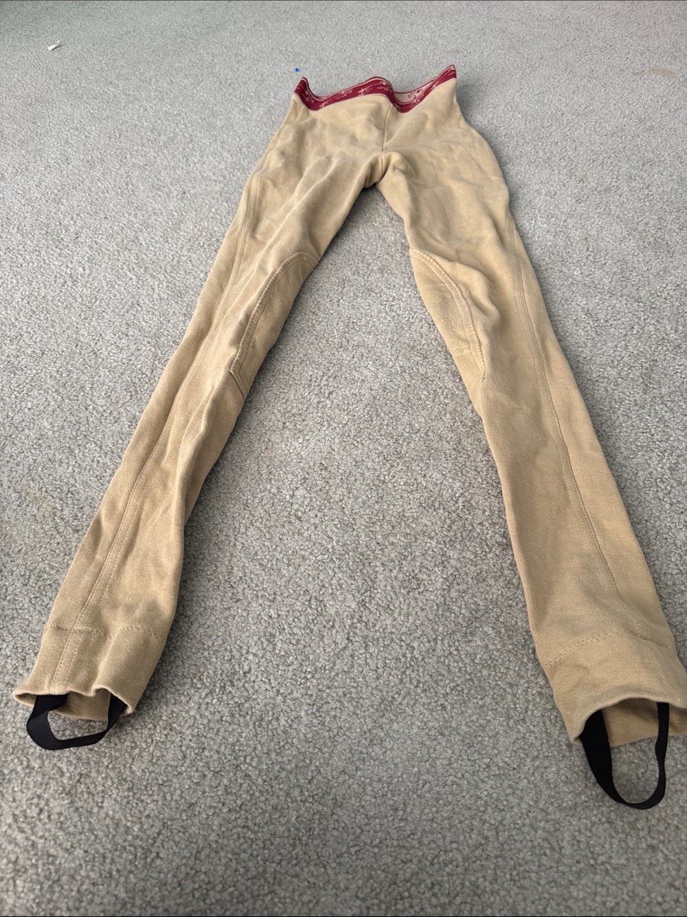 Kids Beige Riding Breeches with Red Waist Trim